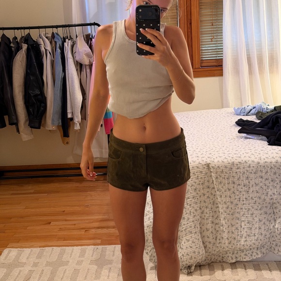REVOLVE Pants - REVOLVE Women’s Olive Green Suede Shorts